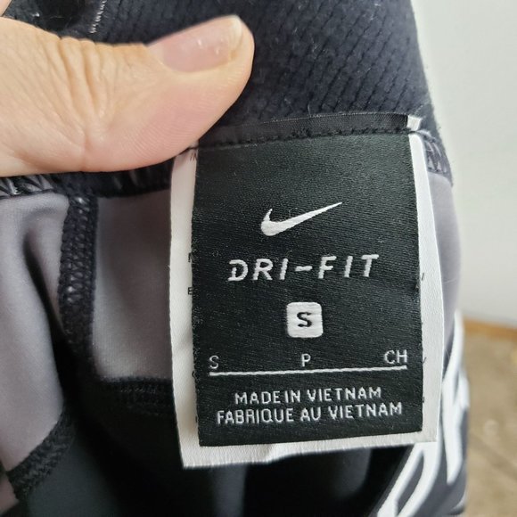 Nike Pro Womens Size S Colorblock Athletic Tights Black And Gray Stripe And Mesh - Picture 9 of 10